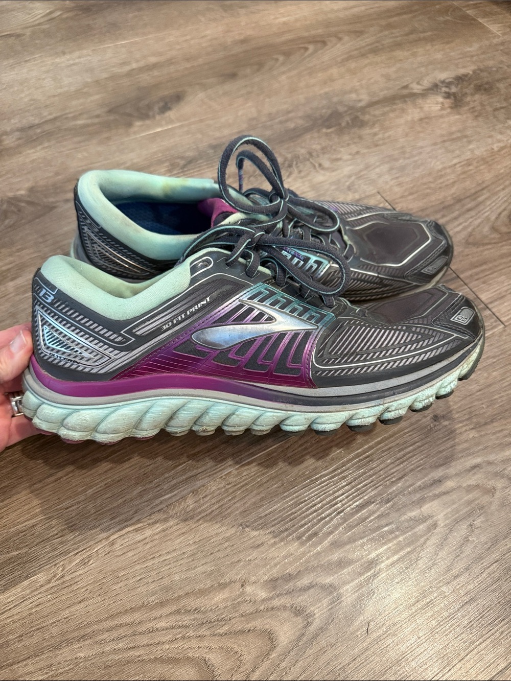 Brooks Glycerin Gray Green Purple Women's Sneaker Size 11
